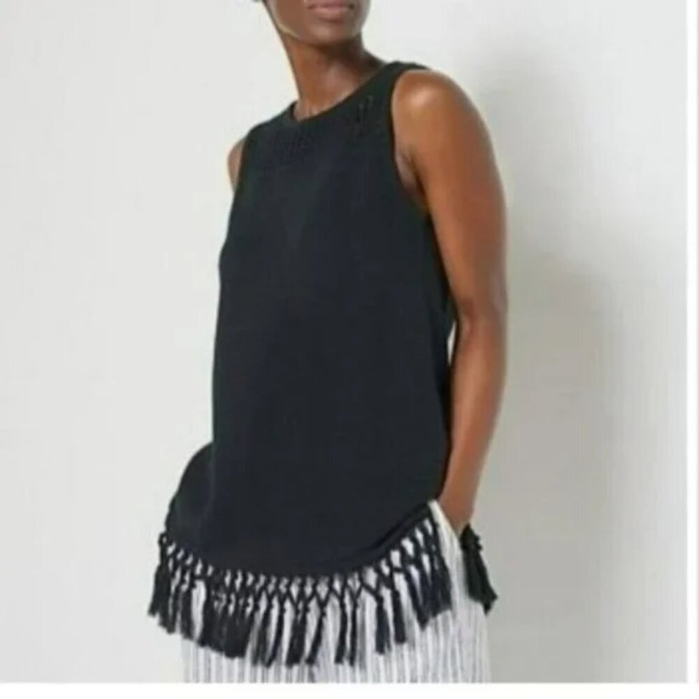 Jason‎ Wu black Sleeveless Sweater Fringe size 4X